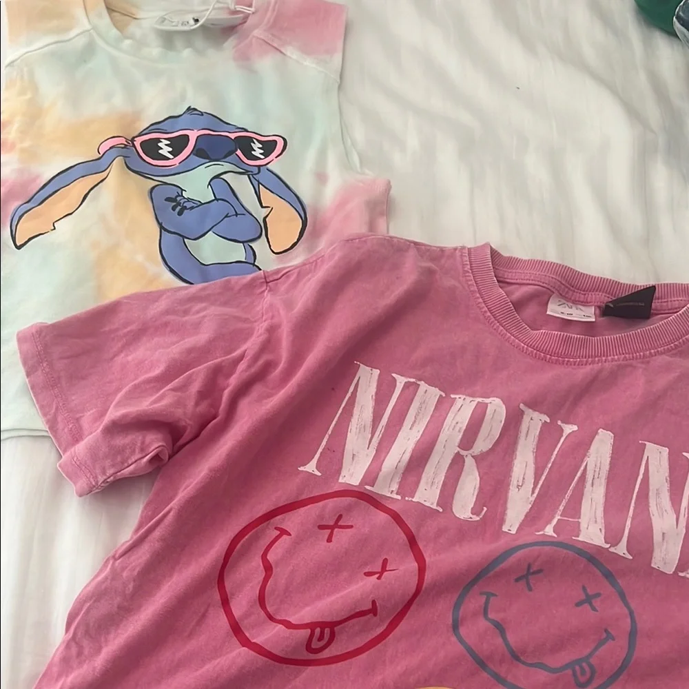 NIRVANA Pink Tee with Smiley Faces - Picture 1 of 3